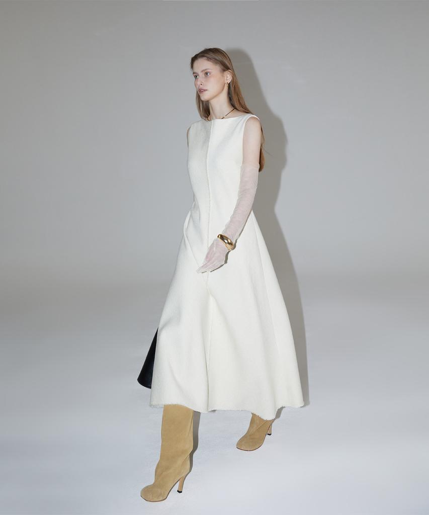 Rene J Sand Tweed Long Dress