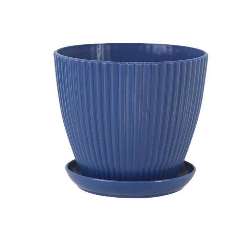 Yingtang Simple Vertical Stripe Flower Pot with Tray