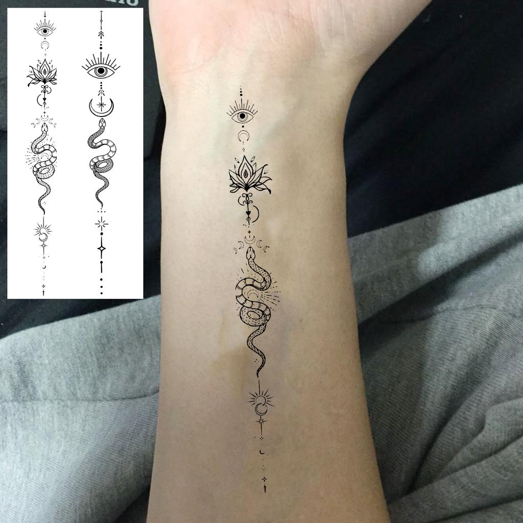 1 Blatt Totenkopf Schmetterling Rose Temporäre Tattoos Für Frauen Männer Hände Fuß Nacken,Temp Fake Tattoo Aufkleber Langanhaltend Wasserdicht