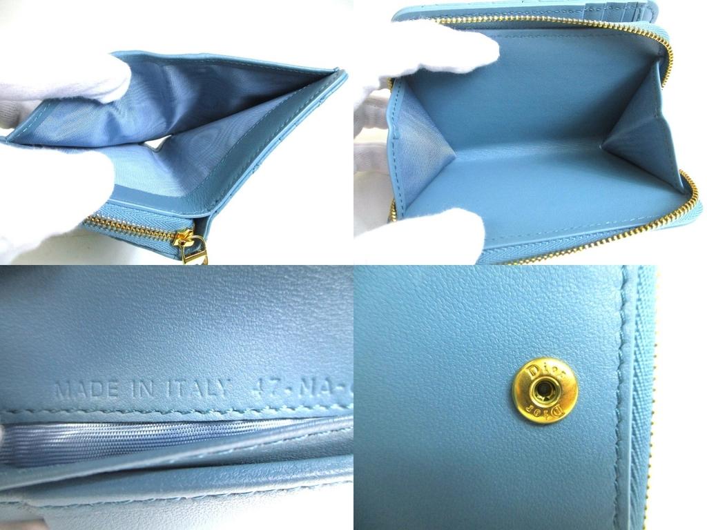 Authentic Dior Turquoise Leather Caro Scrlet Wallet Bifold Wallet #a360  Refurbished