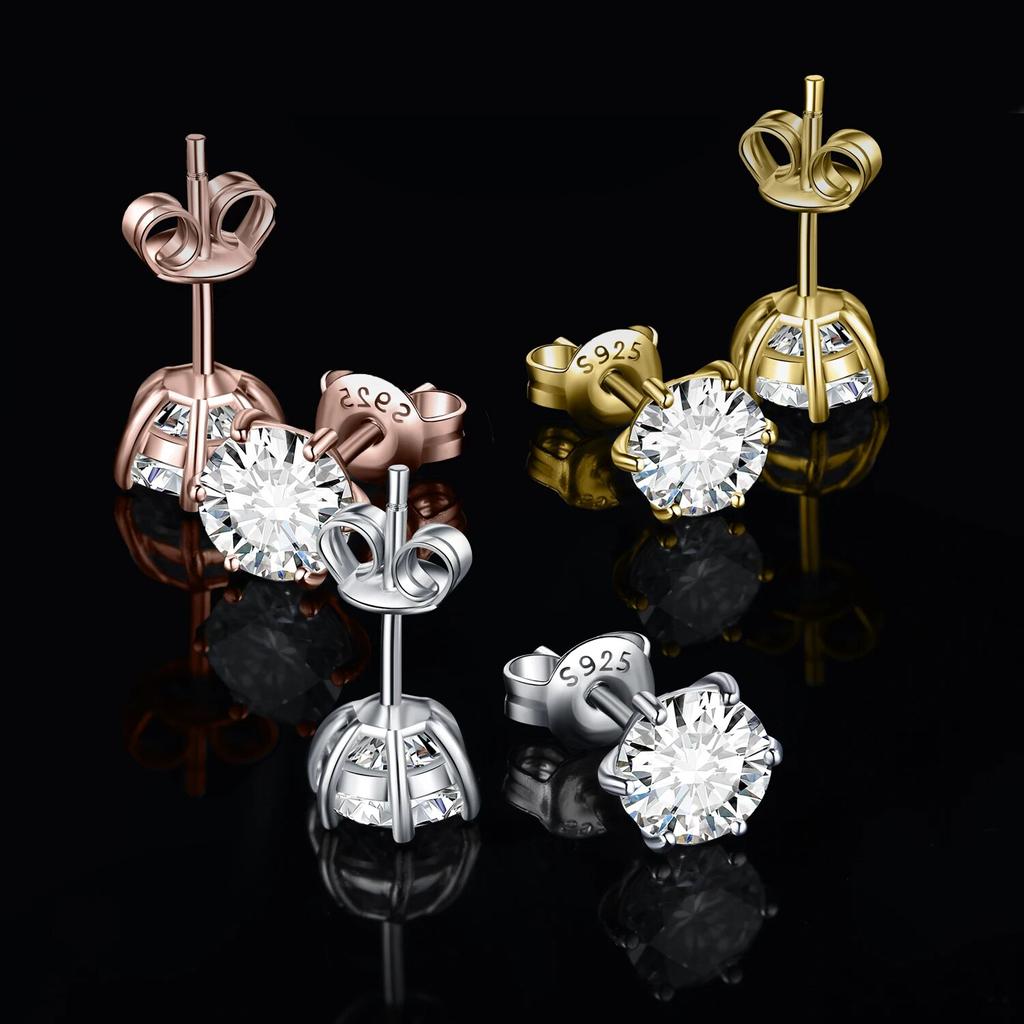 JewelryPalace Mozanit D Renk Toplam 0.6ct 1ct 2ct 3ct 4ct 6ct S925 Gümüş Saplama Küpe Kadın için