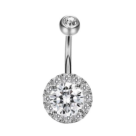 Pendentif rond incrusté de strass pour femmes, haltère, anneau de nombril, bijoux de perçage pour le corps