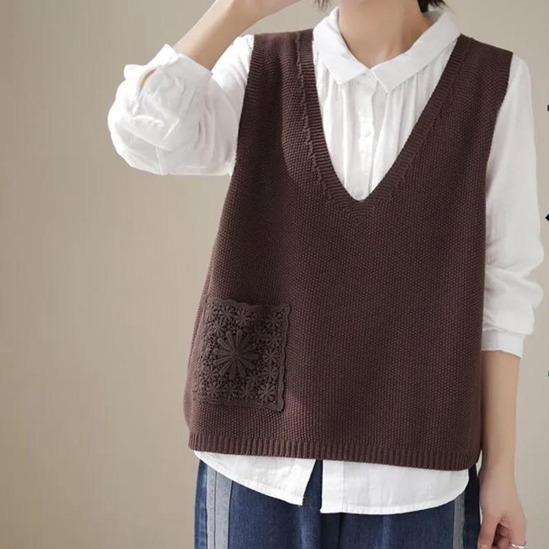 

Жилет женский хлопковый осенне-зимний топы вязаный свитер жилет оверсайз кардиган жилет повседневный с V-образным вырезом XXXL