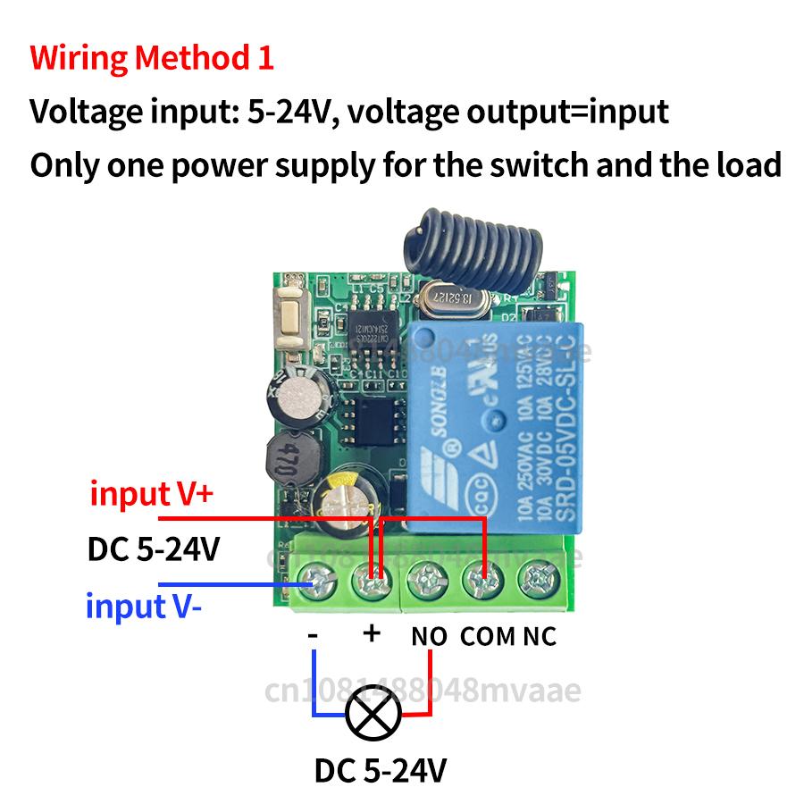 433MHz Remote Control for Electronic Door Lock LED Dry Contact Switch Module Wireless Access Control DC 5-24V 10A Relay Breaker
