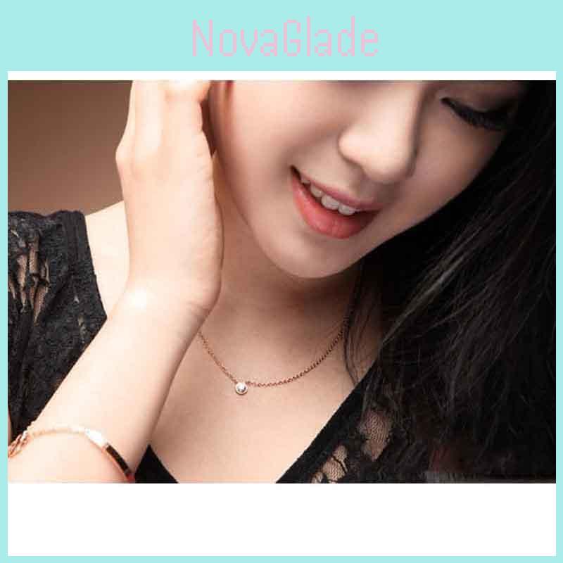 Exquisite Rose Gold Plated Rhinestone Clavicle Chain Pendant For Women