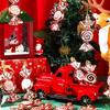 6Pcs Electroplating Plastic Candy Christmas Decoration Flat Candy Shape Xmas Hanging Ornament