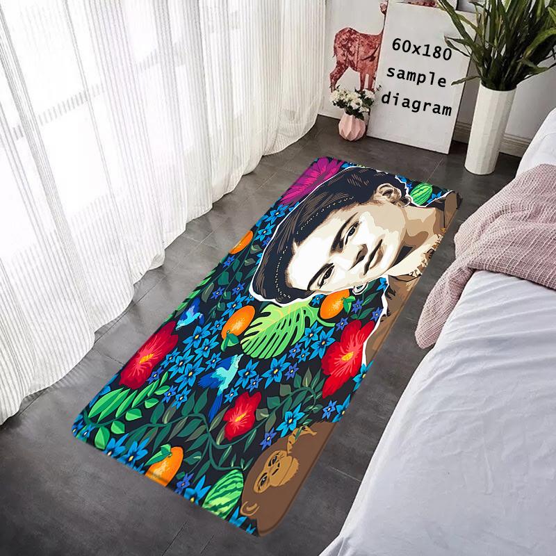 Doormat Flannel Floor Mat Indoor Foot Rug F-Frida K-Kahlo Bedside Mats Kitchen Corridor Absorbent Carpet Ideal for Balcony Decor