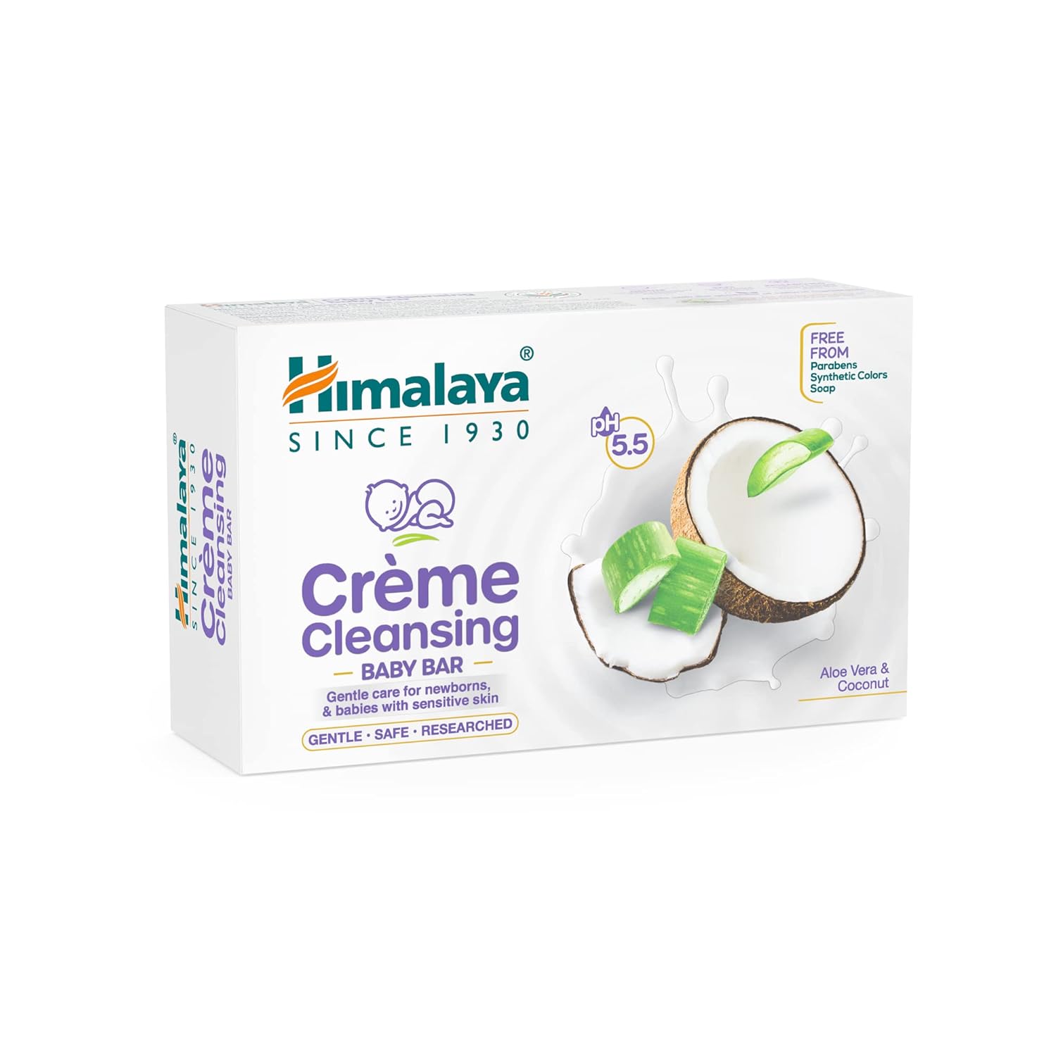 

Himalaya Crème Cleansing Baby Bar 125G Pack Of 1 Gentle Soap-Free Moisturizing Newborn Skin Care