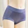Plus Size Women's Summer Hollowed-out Lace Ice Silk Stitching Soft and Comfortable High Waist Traceless Panties
