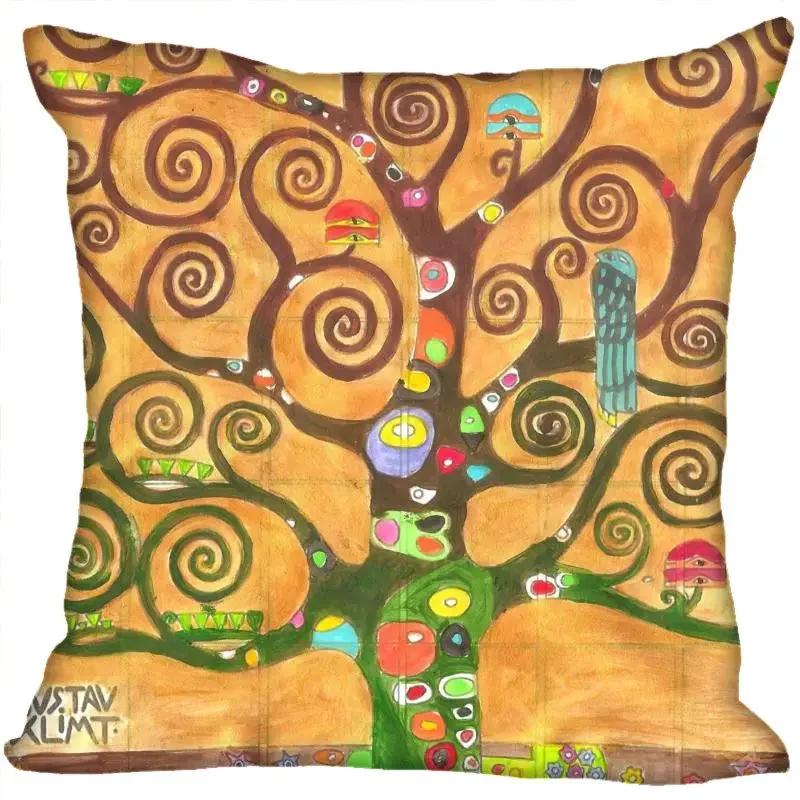 Benutzerdefinierte Kunstmuster Kissenbezüge Gustav Klimt Quadratischer Kissenbezug Weihnachten Reißverschluss-Kissenbezug 45*45cm(Eine Seite)