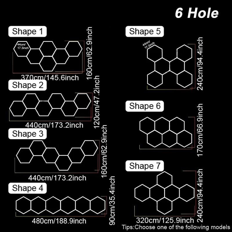 110V-240V Led Ceiling Light 6500K Honeycomb Hexagon White Lights Barbershop Gym Hair Salon Garage Lights for Car Wash Decoration