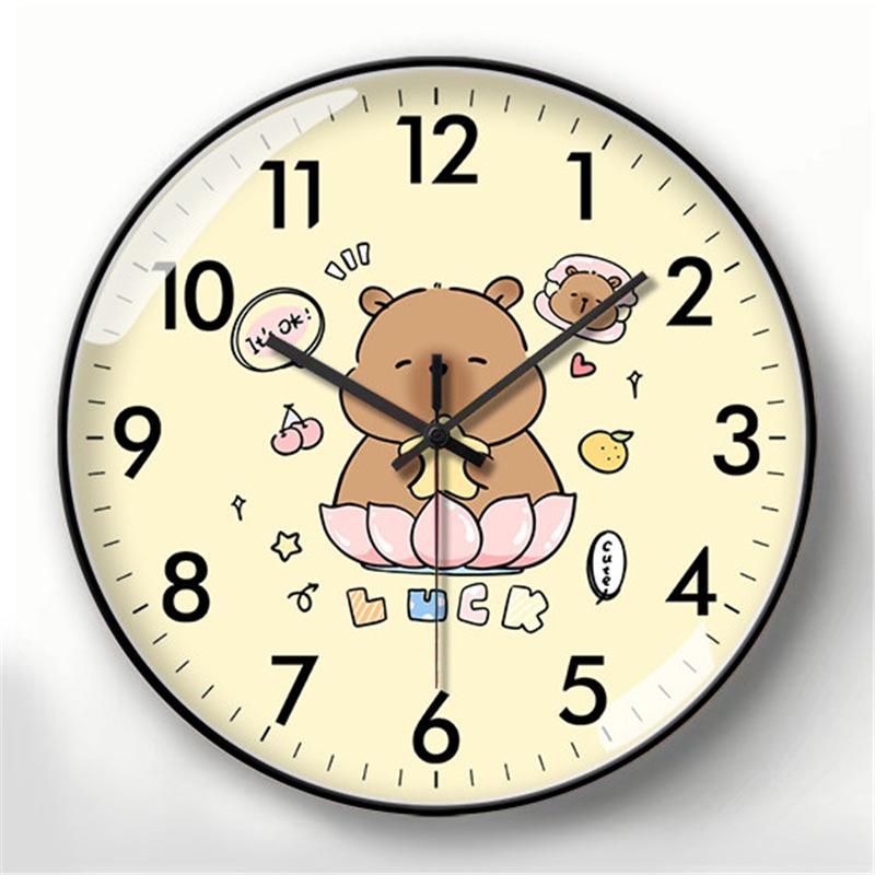 Creative Capybara Cartoon Wall Clock for Living, Dining, or Children s Rooms 8 inches