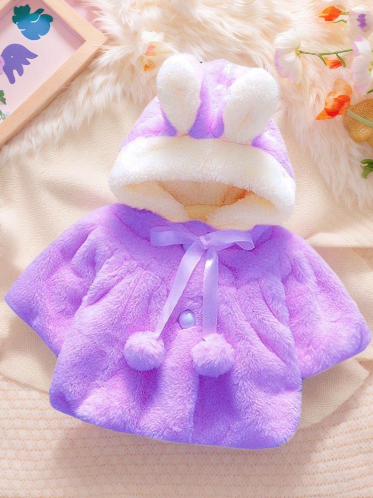 Girls' New Hooded Furry Cape Coat - Winter Faux Fur Shawl Sweater for Dolls