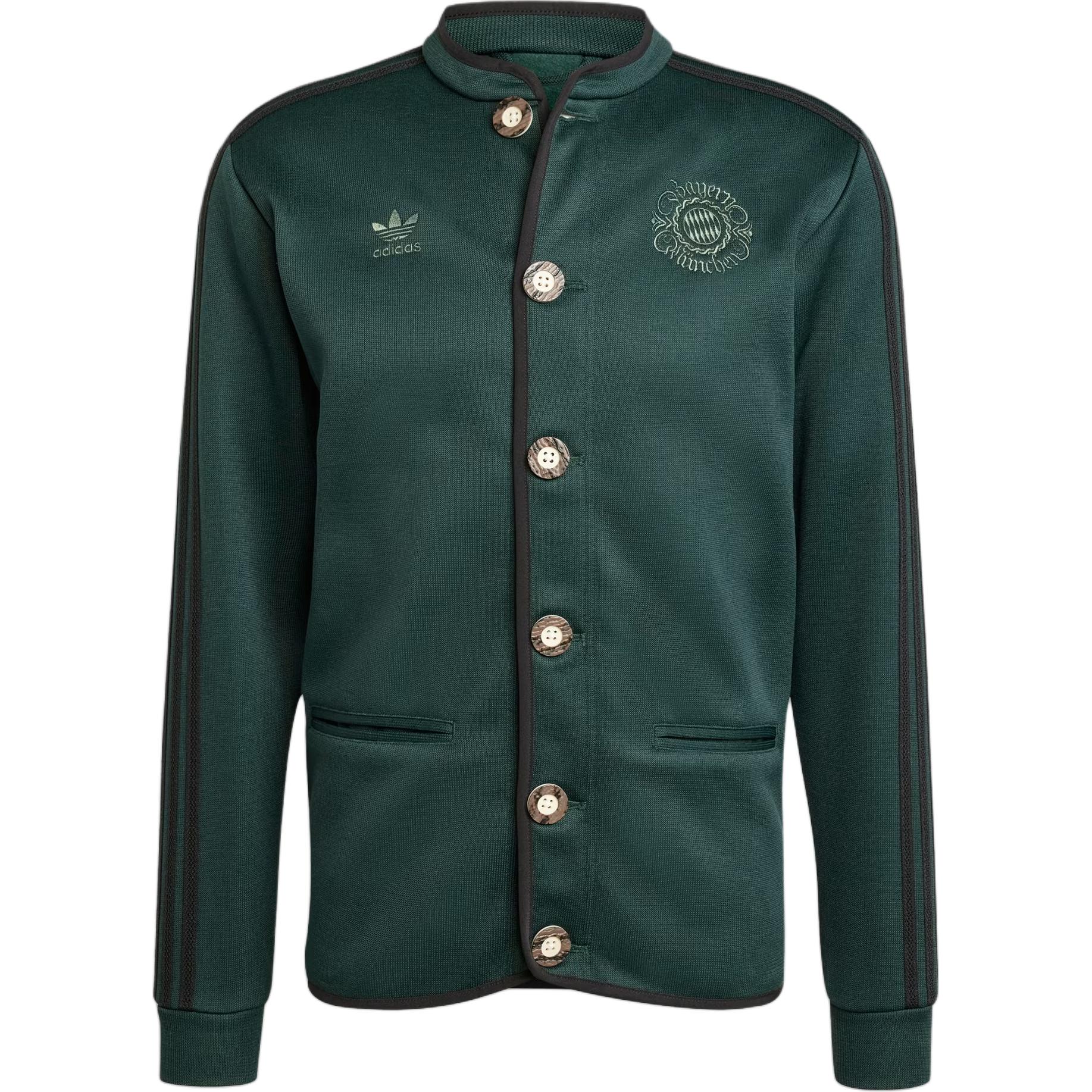 Adidas FC Bayern Munich Oktoberfest Stand Collar Button Front Casual Track Jacket Men Green IZ0088 S