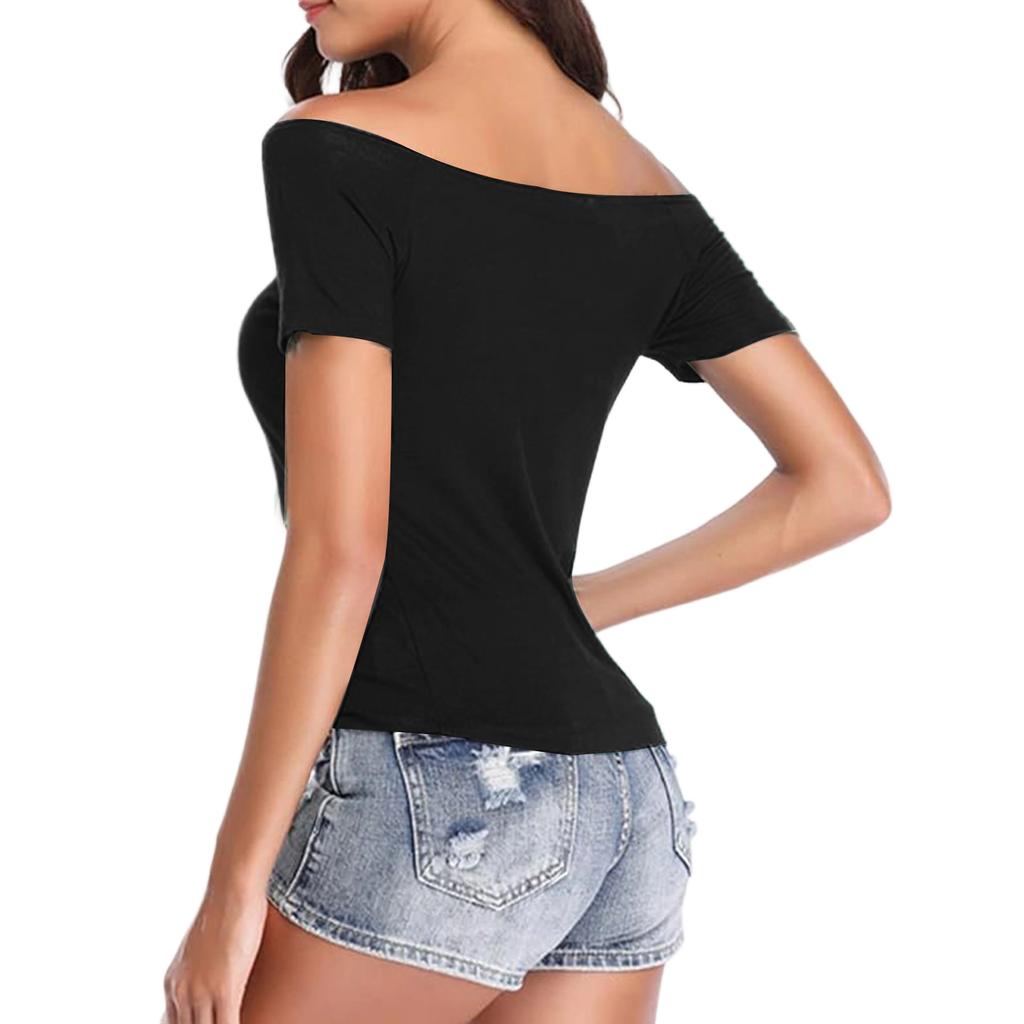 Women's Fashion Slim Fit Off Shoulder Short Sleeve T-Shirt Top
