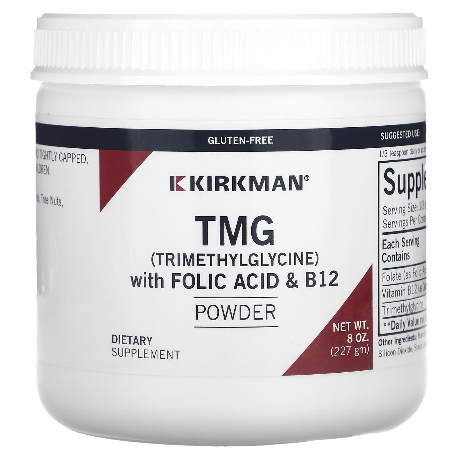 

Contains Tmg (Trimethylglycine), Folic Acid and B12 Powder, 227G (8Oz)