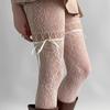New Design Beige Tights Women Sexy See Through Mesh Sheer Fishnet Stockings Jk Uniform Bow Tie Strap Lace Bottoming Pantyhose