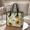 Sunflower Bee Printed Tote Bag Casual Large Capacity Daily Handbag Portable Reusable Grocery Shopping Shoulder Bag for Women