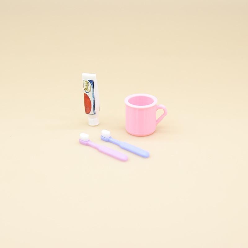 1 Set Doll House Furniture Accessories Toy 1/12 Dollhouse Miniature Mini Cup Toothpaste Toothbrush