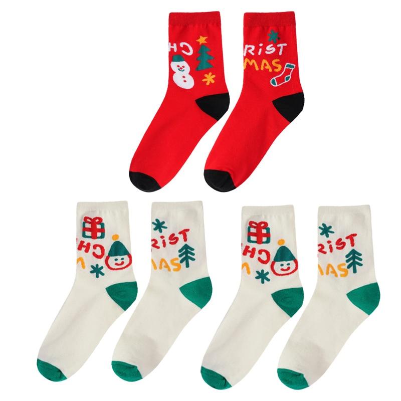 

3 пары рождественских хлопковых носков, женские мягкие дышащие носки средней длины, милые забавные носки для скейтборда с героями мультфильмов One Size