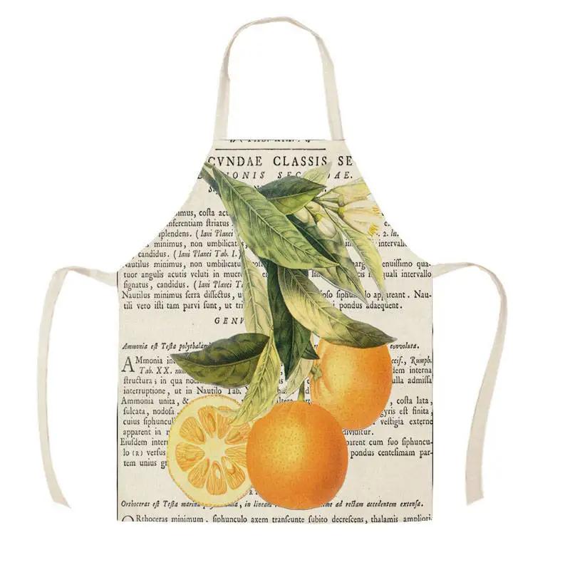 Citroen Fruitpatroon Slab Waterverf Kunst Keuken Schort Dames Huis koken Bakkerij Schoonmaak Linnen Chef Vlekbestendig Schort