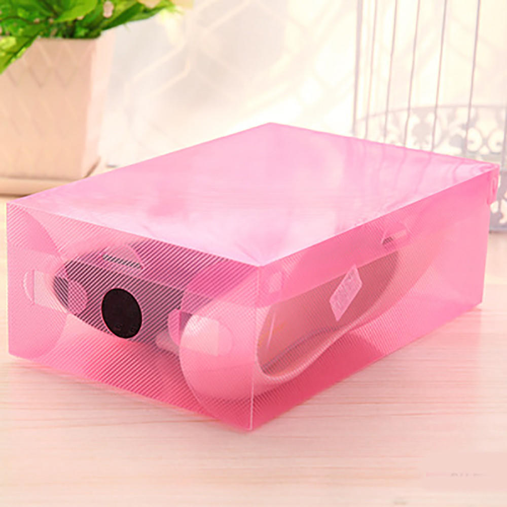 5 X Transparent Clear Plastic Shoe Storage Organiser Foldable Boxes