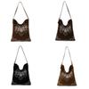 Retro Suede Leather Handbag For Women With Large Capacity And Embroidered Style