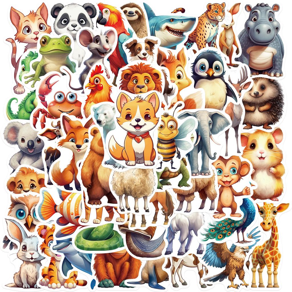 50 Colorful Animal Graffiti Stickers Personalized Decoration Guitar Laptop Suitcase DIY Waterproof