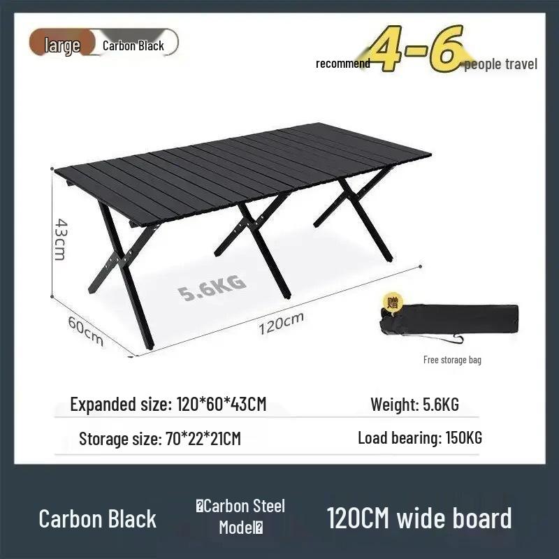 Portable Outdoor Carbon Steel Folding Table for Camping and Picnics