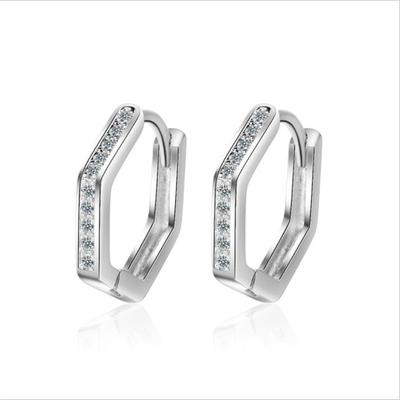 Mode Frauen Gold Creolen für Frauen Schmuck Glänzende Kristall Steine Mädchen 925 Silber Ohrringe Dame Zubehör
