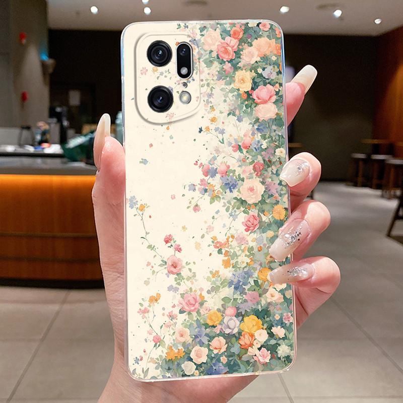 Phone Case For OPPO Find X5 Pro Flower Butterfly Case Capa For OPPO Find X5 Coque Transparent Funda Soft Silicone TPU Back Cover
