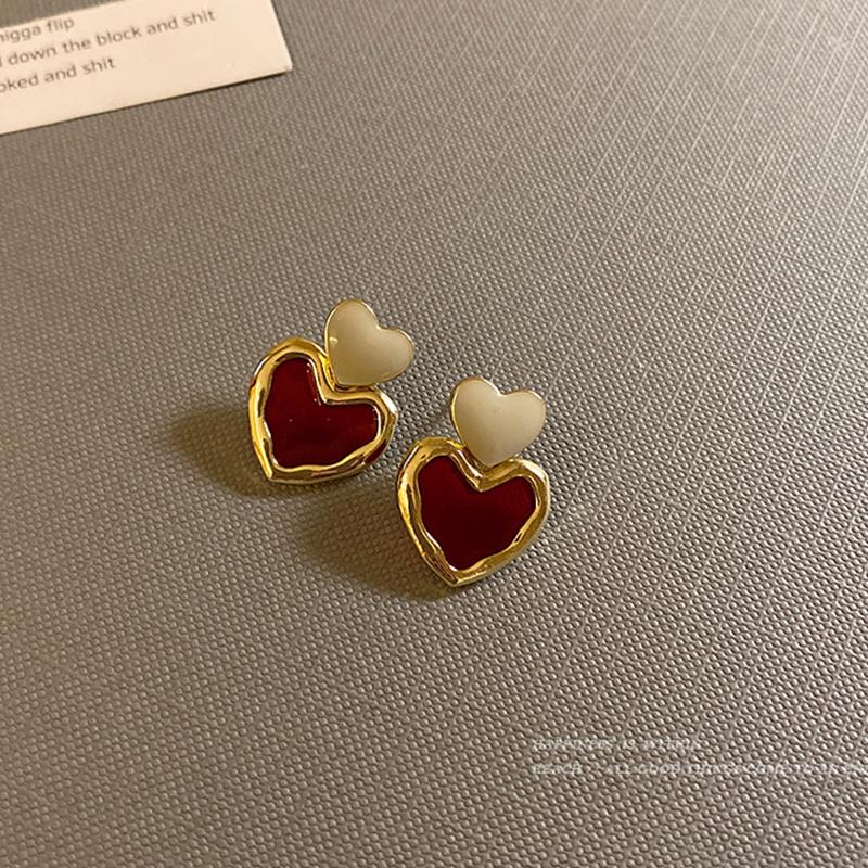Gold Plated Pearl Heart Stud Earrings Shiny Rhinestone Earring Metal Elegant Fashion Romantic Female Couple Jewelry Wedding Gift