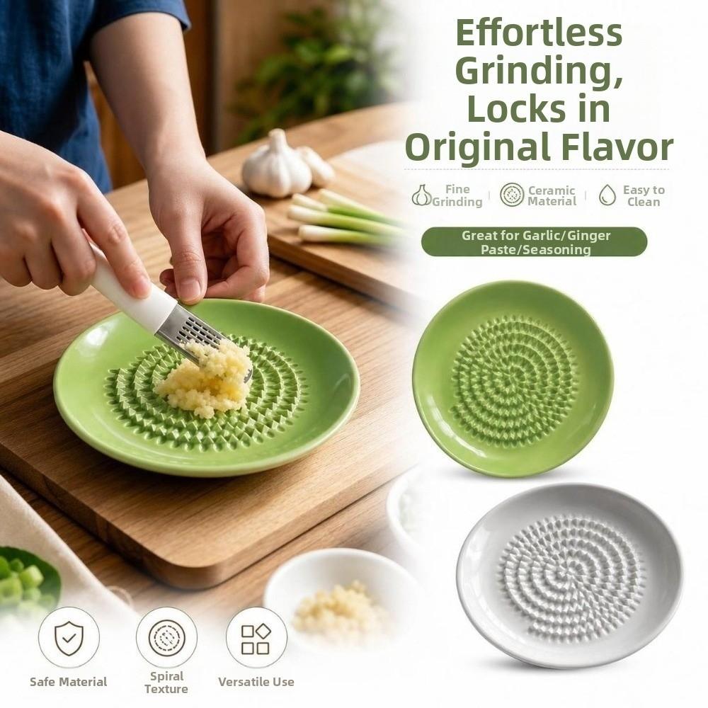 Ceramic Garlic Ginger Grater Round Shape Garlic Shredding Plate Convenient Food Grinder Household