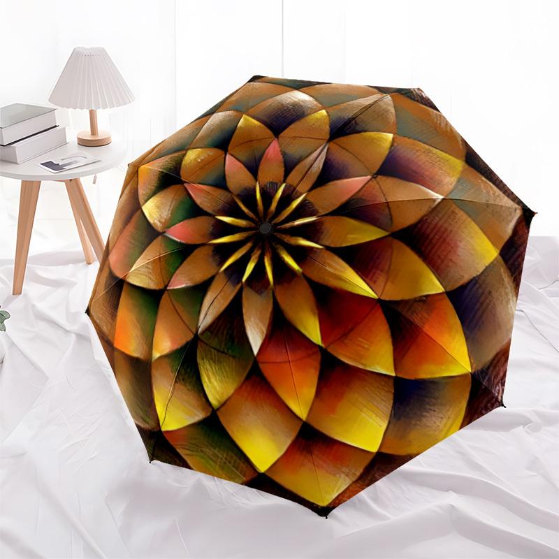 1pc Circular Mandala Pattern Automatic Umbrella - Automatic Opening And Closing, Sturdy Iron Frame, Portable Folding Design Yy251018221