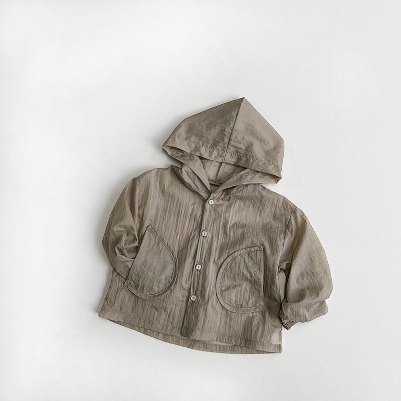 

Детская летняя однотонная дышащая рубашка для маленьких детей, легкая куртка с капюшоном для защиты от солнца 80