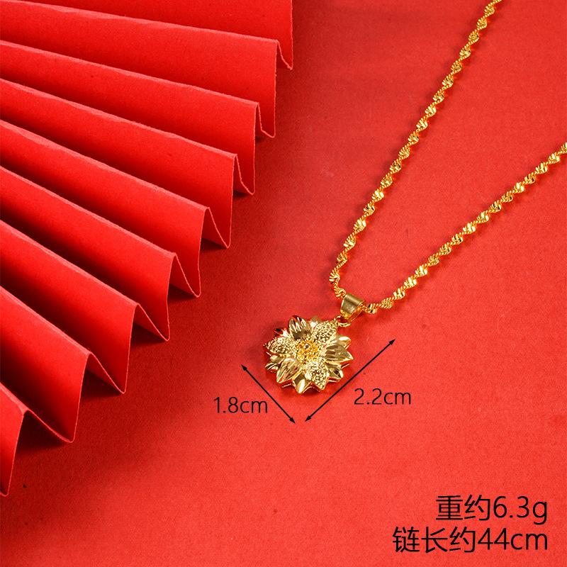 Vietnamese gold-plated necklace for women, long-lasting color, vintage heart-shaped imitation gold jewelry, copper alloy accessory, new clavicle