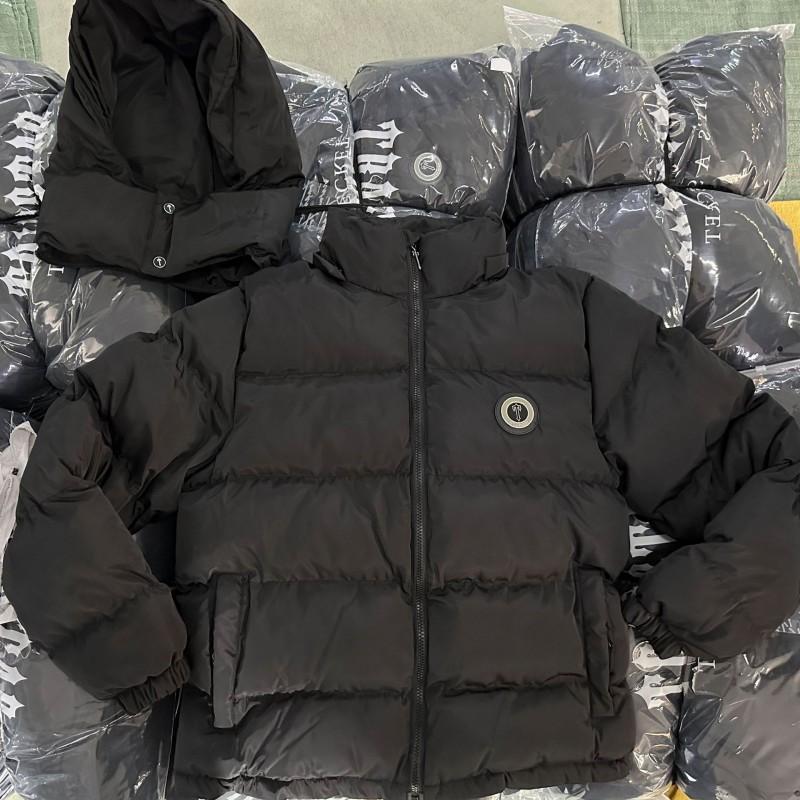 Herren Oversized Kapuzen-Baumwoll-Pufferjacke Mit Besticktem Streetwear Wintermantel