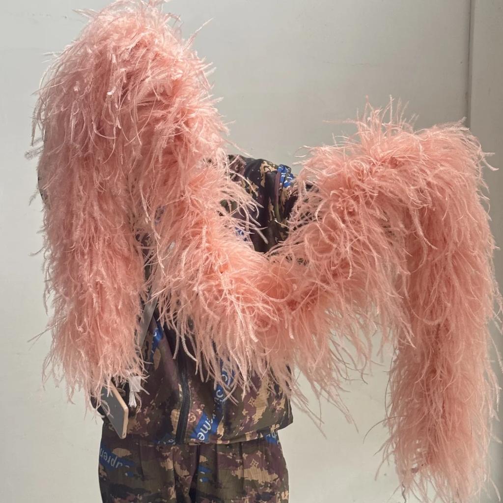 6/10 Layer Multicolor Ostrich Feather Boa 2Meters Fluffy Ostrich Plumes Shawl For Party Lady Dress Clothing Diy Decoration Scarf