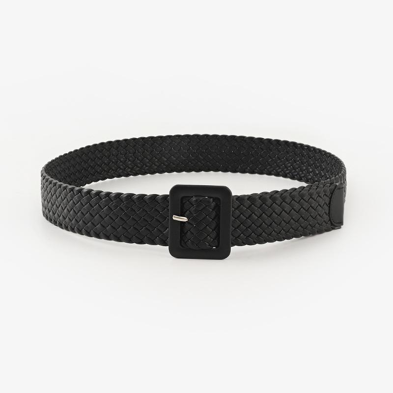 Japanese Pastoral Woven Wide Belt Candy Color Bag Buckle Decorative Dress Jeans Belt Women