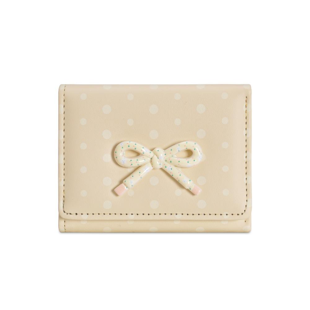

Portable Bowknot Short Wallet Large Capacity Dopamine Color Coin Purse PU Leather Card Holders Female Girl жовтий