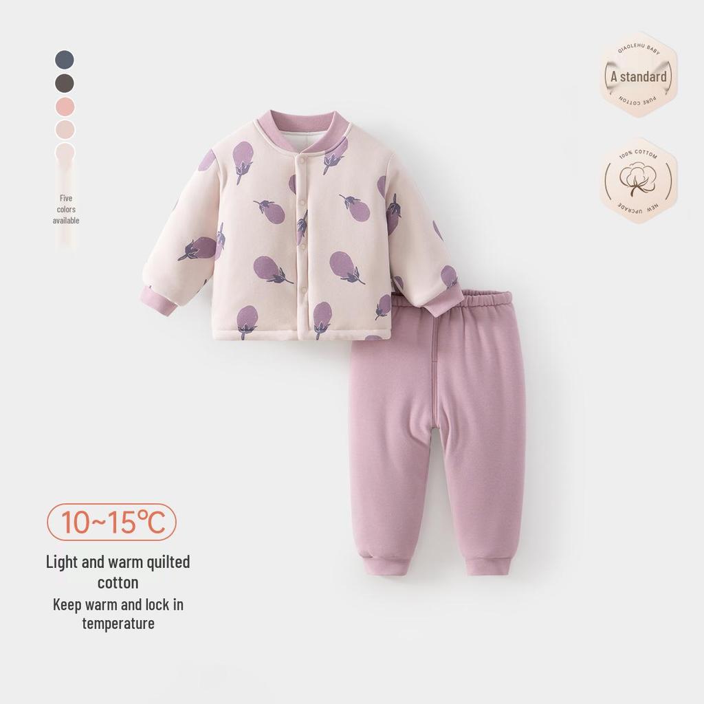 Unisex Winter Cotton Jacket for Babies, 150g Quilted Detachable Two-Piece Set