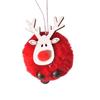 Pom Pom Reindeer Christmas Ornament Plush Elk Hanging Ornaments Wooden Deer Slices Xmas Tree Pendants for Home Party Holiday Decor