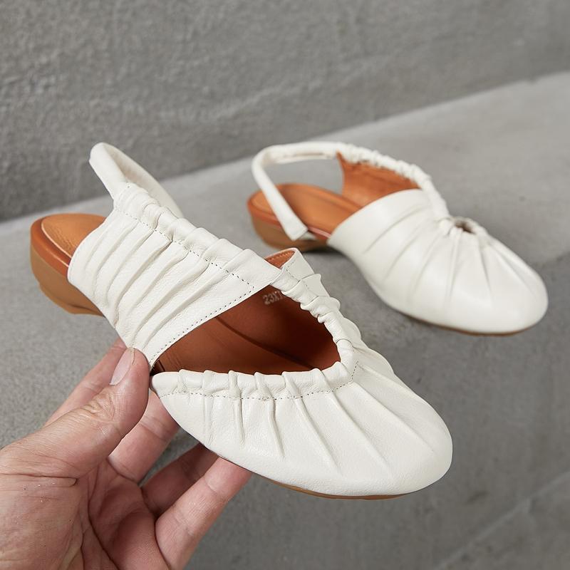 Mode AIYUQI 2025 neuer Stil Zehenbedeckte Damensandalen Plissierte rutschfeste Römersandalen für Damen Übergröße Sommer Strand Damenschuhe