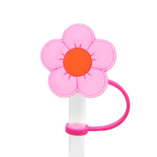 8Pcs 8-10MM Cover Flower Straw Food Grade Silicone Reusable Dust-proof Cute Universal Mini