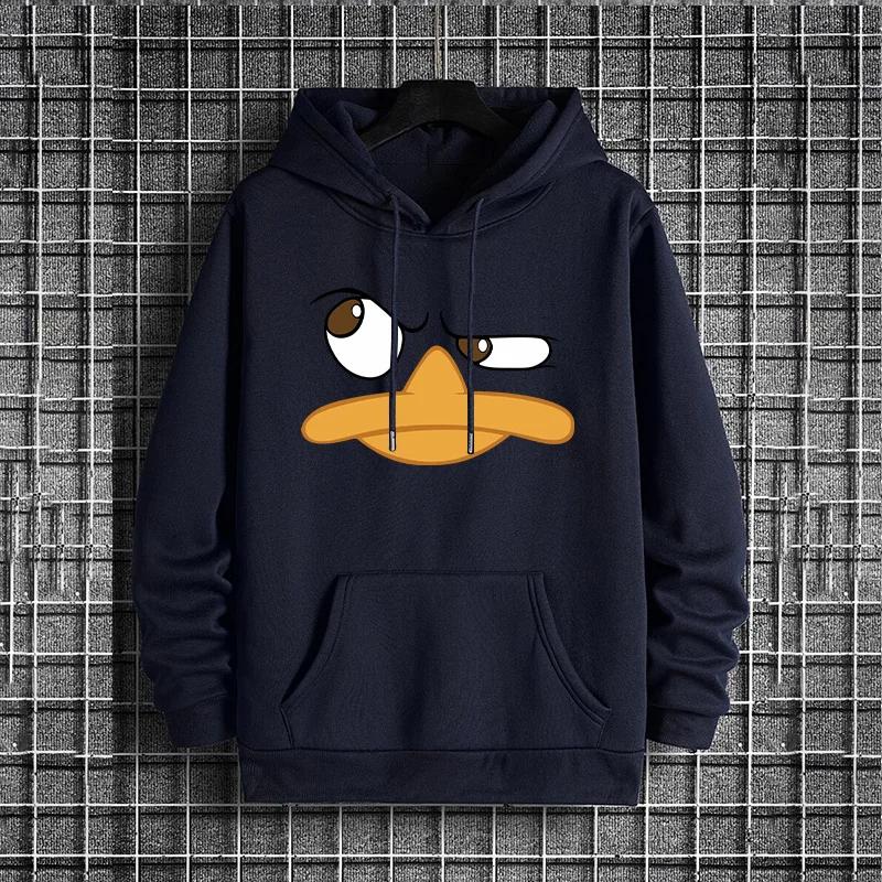 Funy Cartoon Duck Men Hoodies 2025 Streetwear Fashion Hip Hop Hooded Sweatshirt Male Trendy Casual Autumn Winter Style Hoody