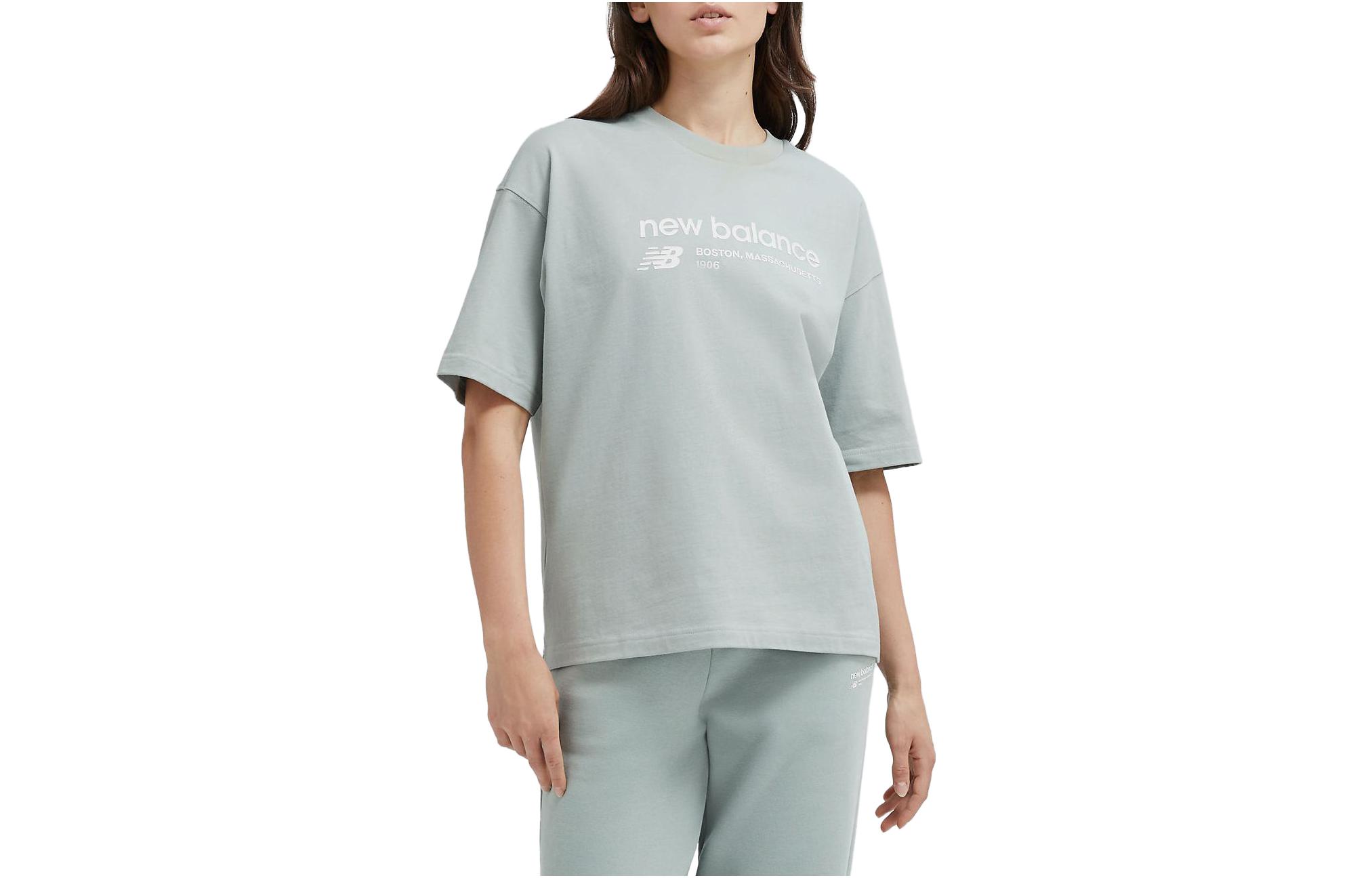 New Balance Linear Heritage Jersey Oversized T Shirt T Shirt Women s Gray WT33534-JIR L