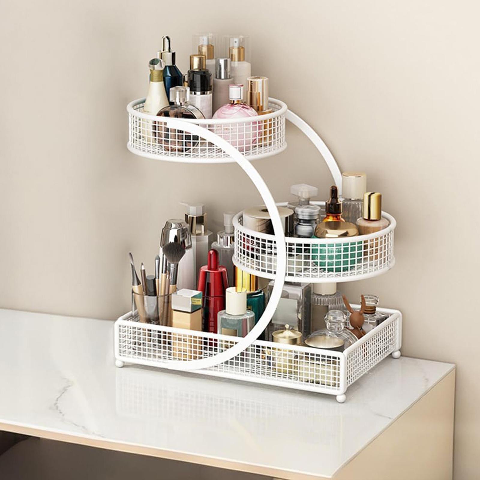 

3 Tier Wire Mesh Storage Organizer Multi Purpose Cosmetic Makeup Organizer Stand for Vanity Table Countertop One Size белый