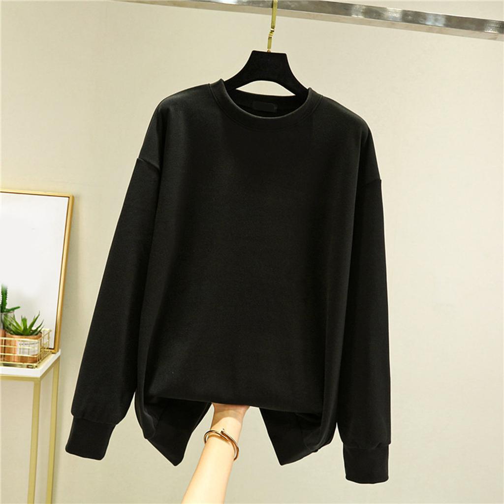 Ladies' Loose Comfortable Casual Fashionable And Warm Underwear With Seamless Round Neck And Thick Velvet Top