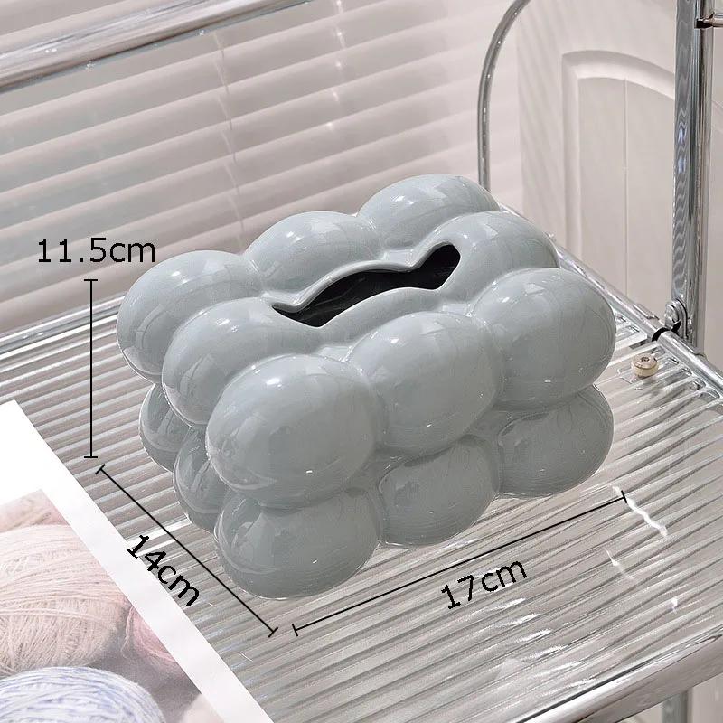 Creative Bubble Ceramic Tissue Boxes Cotton Candy Shape Porcelain Paper Towel Case Coffee Table Desktop Tissue Box Modern Decor