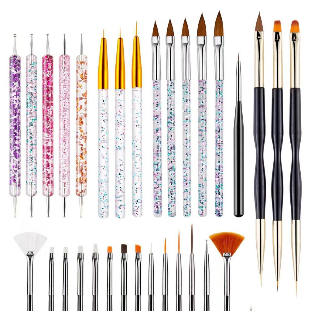 31-Piece and 32-Piece Nail Art Brush Sets - Comprehensive Tool Kit